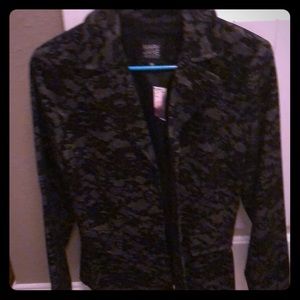 Mary Jane unique black and gray lace blazer